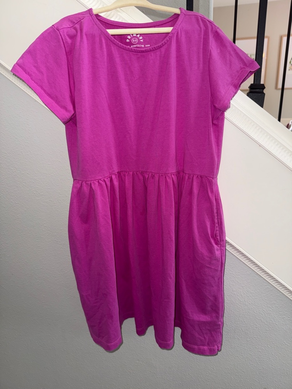 Primary Fuchsia Short Sleeve Casual Dress